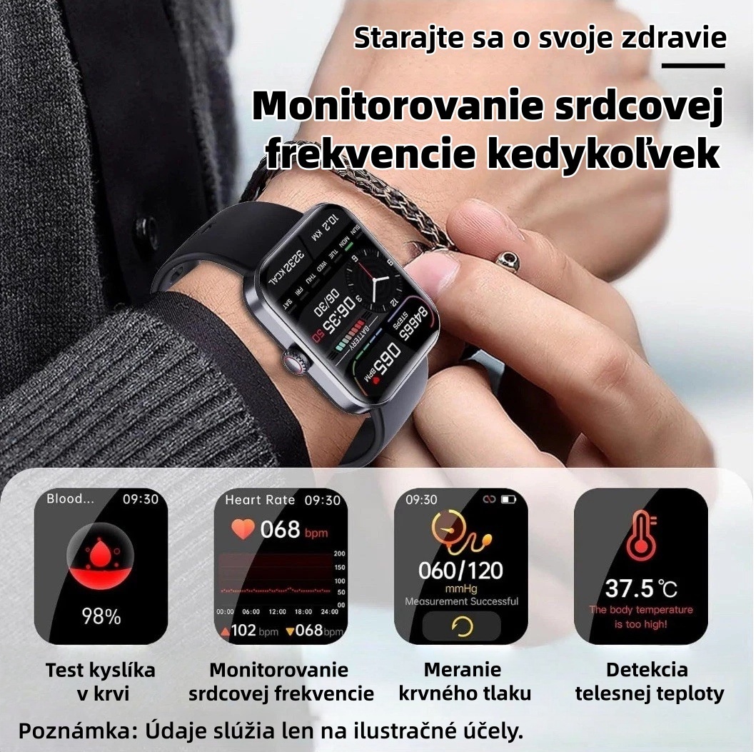 🔥50% zľava ⌚ Inteligentné hodinky pre zdravie | Srdcová frekvencia • SpO₂ • Krvný tlak • Teplota | Ľahké a pohodlné