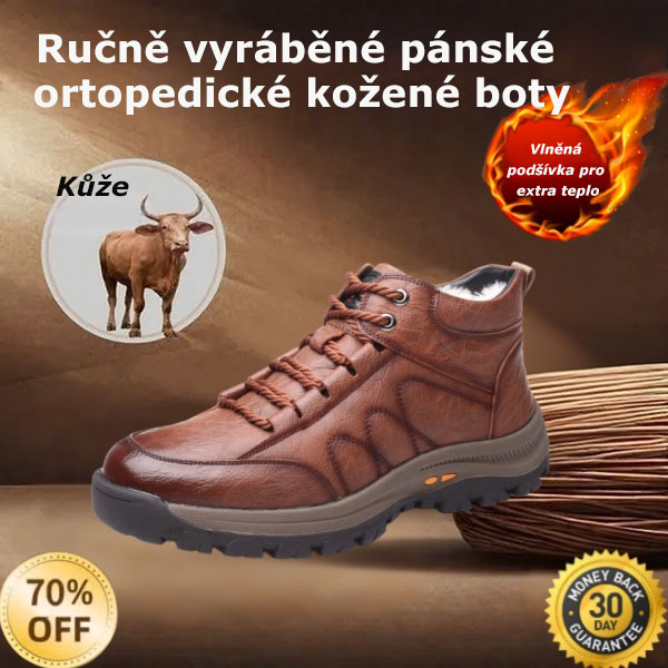 ❄️ Pánské zimní kožené boty, vyrobené z telecí kůže, 👞 ručně šité pro snadné nazouvání a zouvání ✅ podpora klenby pro úlevu od bolesti a zajištění pohodlné chůze