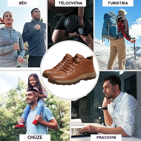 🐂 Pánské ručně šité kožené boty z telecí kůže 👞 K dispozici ve všech velikostech, snadno se nazouvají a zouvají ✅ Teplé, pohodlné, nepromokavé a protiskluzové