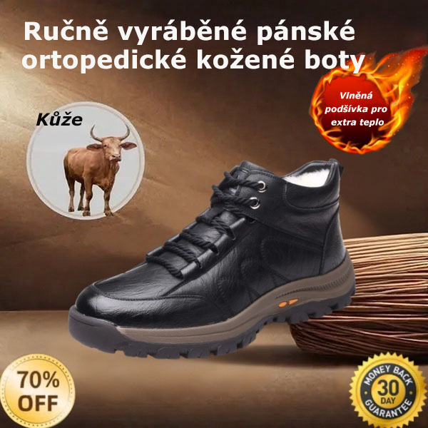 ❄️ Pánské zimní kožené boty, vyrobené z telecí kůže, 👞 ručně šité pro snadné nazouvání a zouvání ✅ podpora klenby pro úlevu od bolesti a zajištění pohodlné chůze
