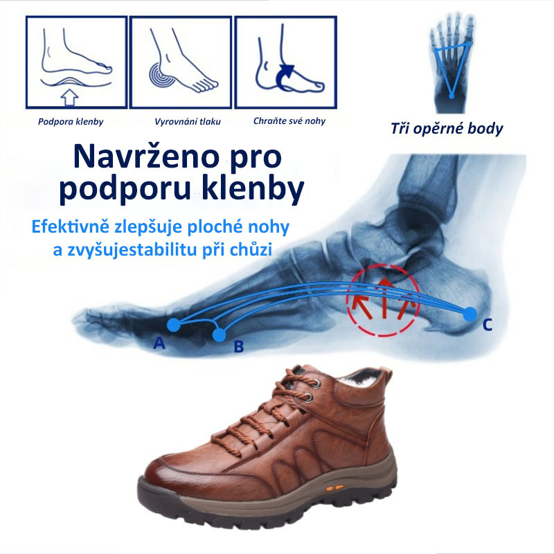 ❄️ Pánské zimní kožené boty, vyrobené z telecí kůže, 👞 ručně šité pro snadné nazouvání a zouvání ✅ podpora klenby pro úlevu od bolesti a zajištění pohodlné chůze