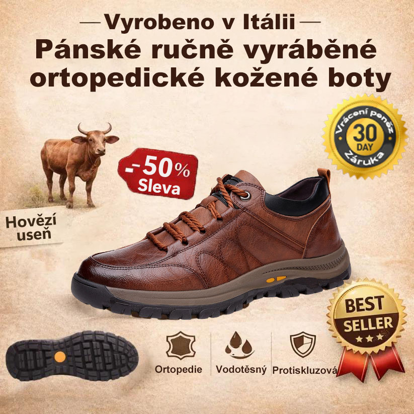 🔴 Ručně šité boty z přírodní kůže ✅ Ortopedické vložky s umělou inteligencí + opora kotníku 🦶 Vhodné pro lidi s problémy s nohama!