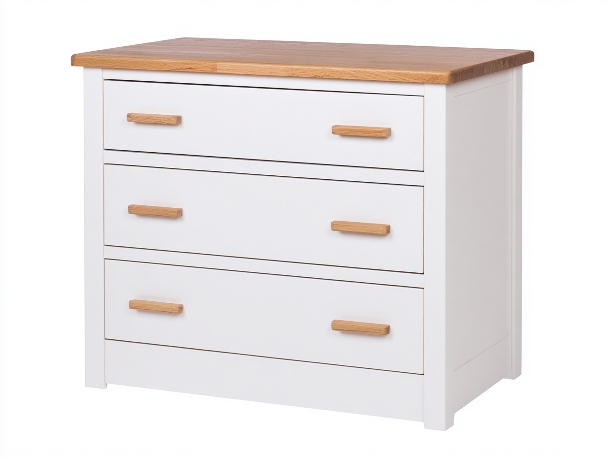 Cassettiera in legno massello e MDF 80x40x80 cm - bianco-legno naturale - design classico per camera da letto-Havengetbay