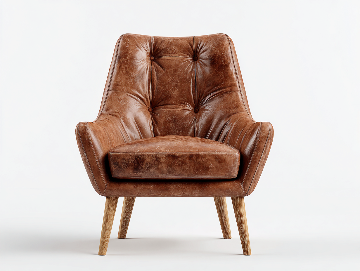 Sedia da pranzo imbottita in similpelle 60x60x85 cm - marrone-naturale - stile classico per sala da pranzo-Havengetbay