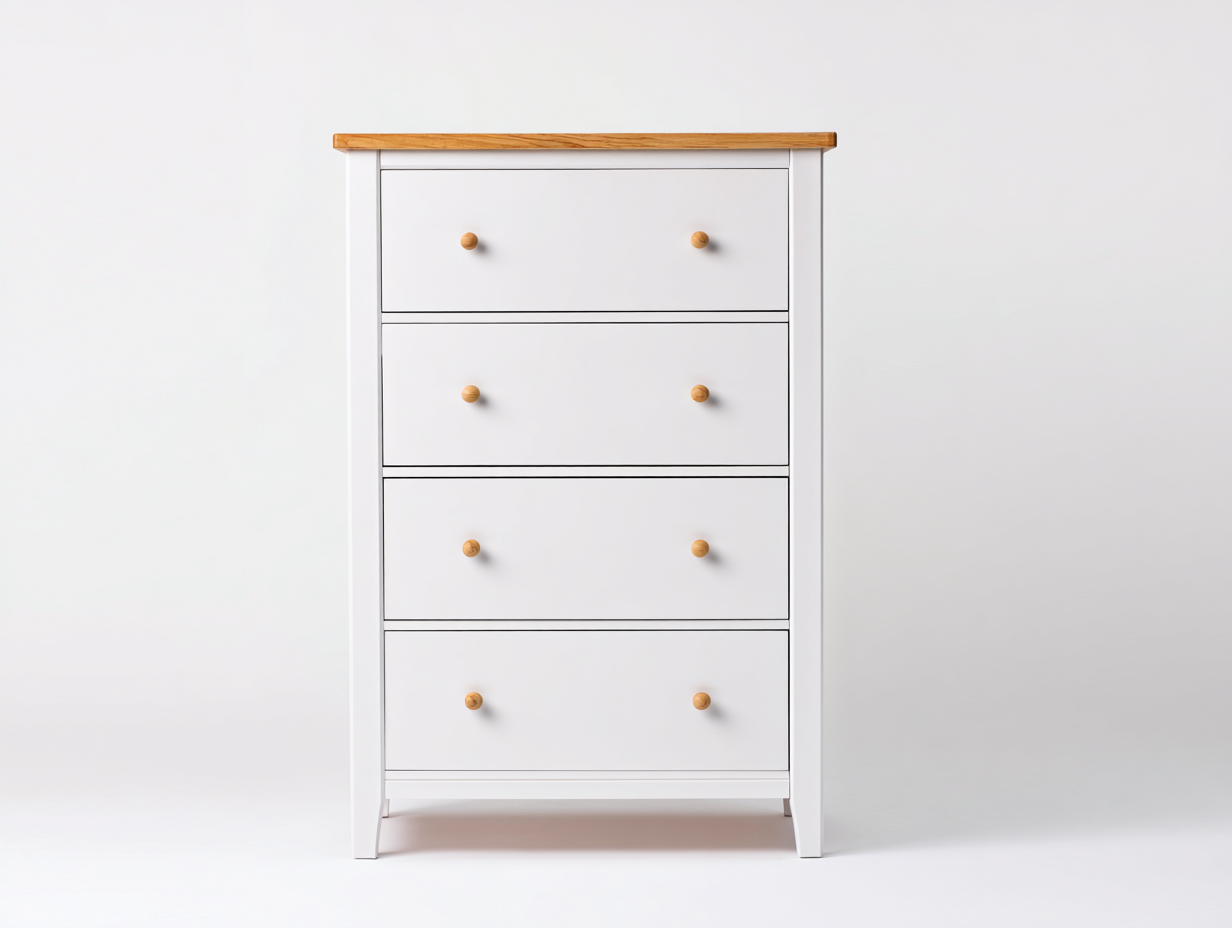 Cassettiera in legno 60x40x100 cm - Bianco-Legno naturale - Stile moderno per camera e soggiorno-Havengetbay