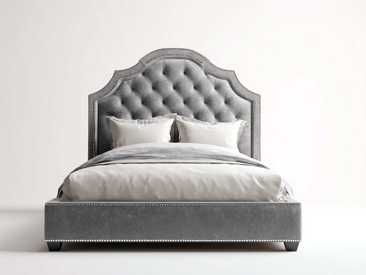 Letto matrimoniale imbottito con testiera capitonné 210x180x120 cm - grigio - design elegante per camera da letto-Havengetbay