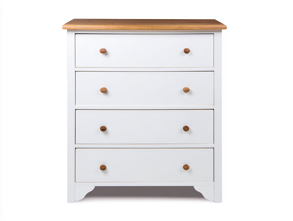 Cassettiera in legno MDF 80x40x90 cm - bianco-legno naturale - per camera da letto - design classico-Havengetbay