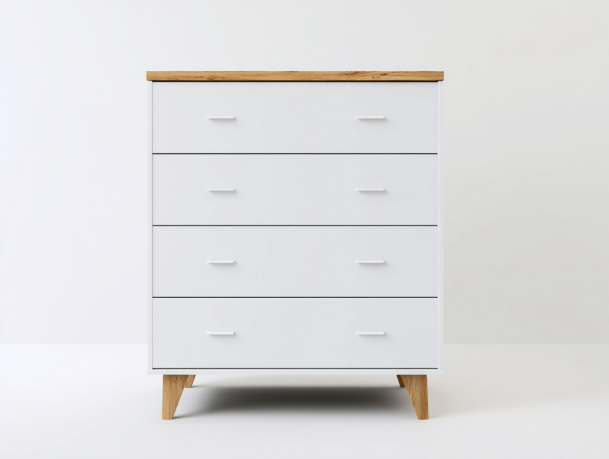 Cassettiera in legno 80x40x95 cm - bianco-marrone - design moderno-Havengetbay