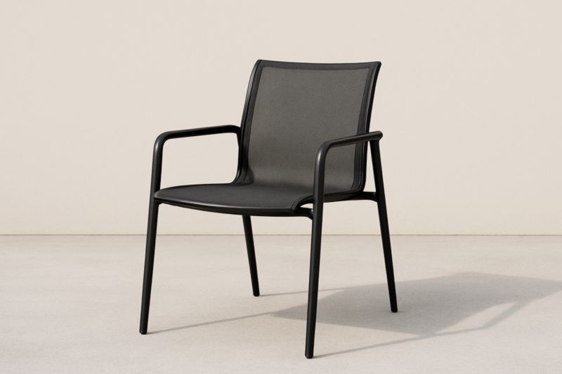 Pour jardin fauteuil club d'extérieur en aluminium avec maille noire