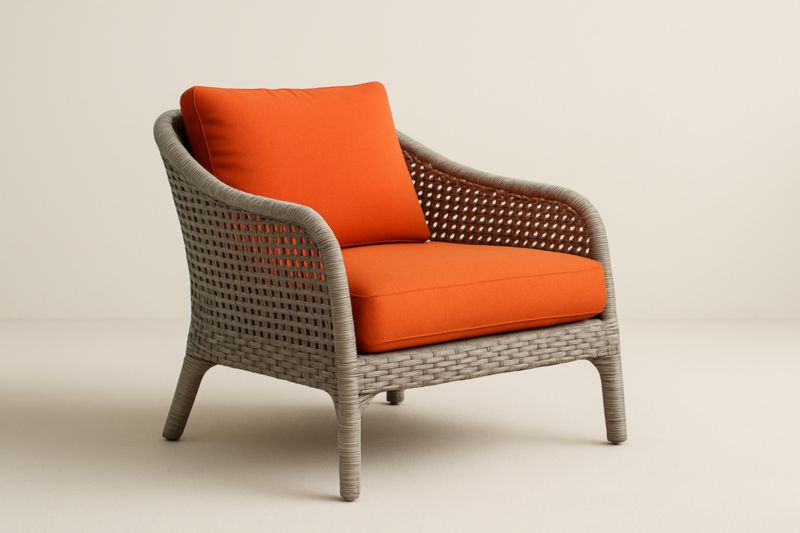 Pour jardin fauteuil de club en résine tressée avec coussins détachables orange