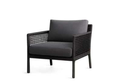 Pour jardin fauteuil de club en corde synthétique avec coussins en polyester anthracite