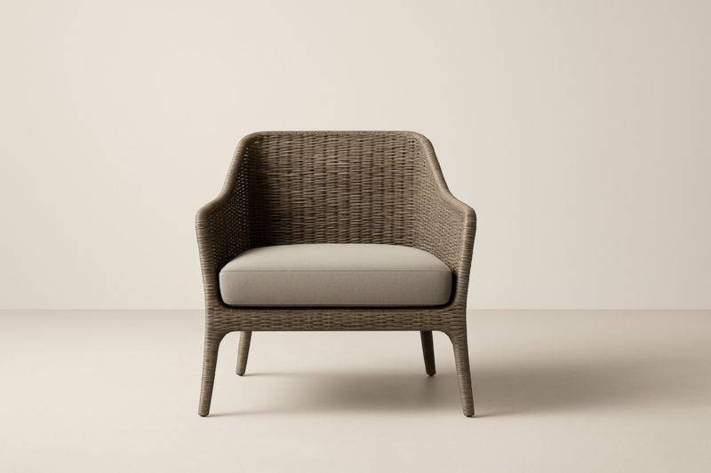 Pour jardin fauteuil de club en résine tressée avec coussin beige