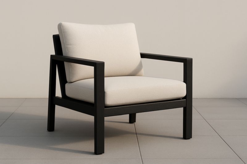 Pour jardin fauteuil de club en aluminium avec assise en tissu polyester beige