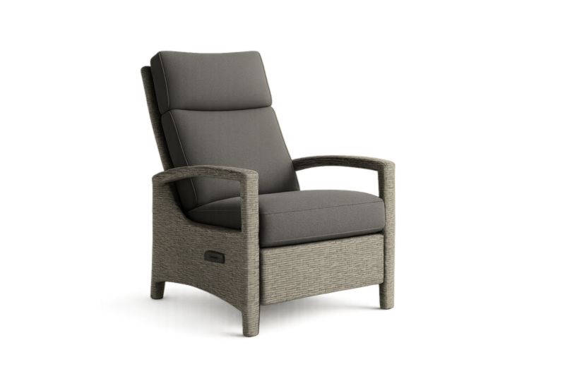 Pour jardin fauteuil de club inclinable en rotin synthétique gris avec coussins en mousse polyuréthane