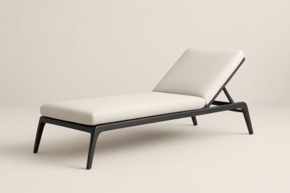 Pour jardin chaise longue en aluminium avec assise en tissu polyester beige ajustable