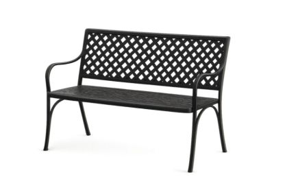 Banc de jardin en aluminium noir avec dossier motif croisé