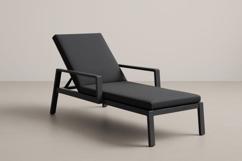 Chaise longue extérieur aluminium polyester Noir 200x70x35 cm(L×l×H)