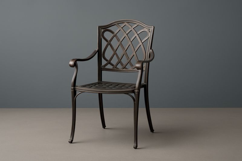 Pour jardin chaise de salle à manger en aluminium bronze avec accoudoirs