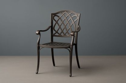 Pour jardin chaise de salle à manger en aluminium bronze avec accoudoirs