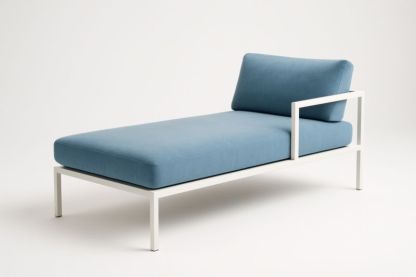 Pour jardin chaise longue en aluminium avec coussins en tissu polyester bleu