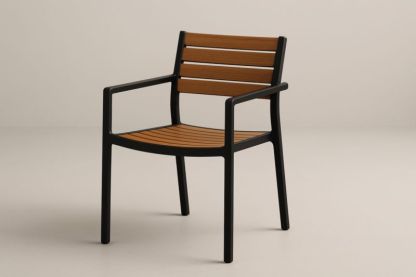 Chaise de jardin en aluminium et bois d'acacia avec accoudoirs