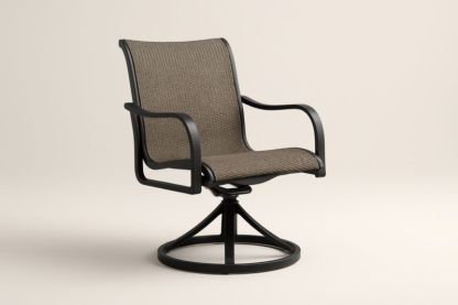 Chaise de jardin pivotante en aluminium avec assise en textilène marron