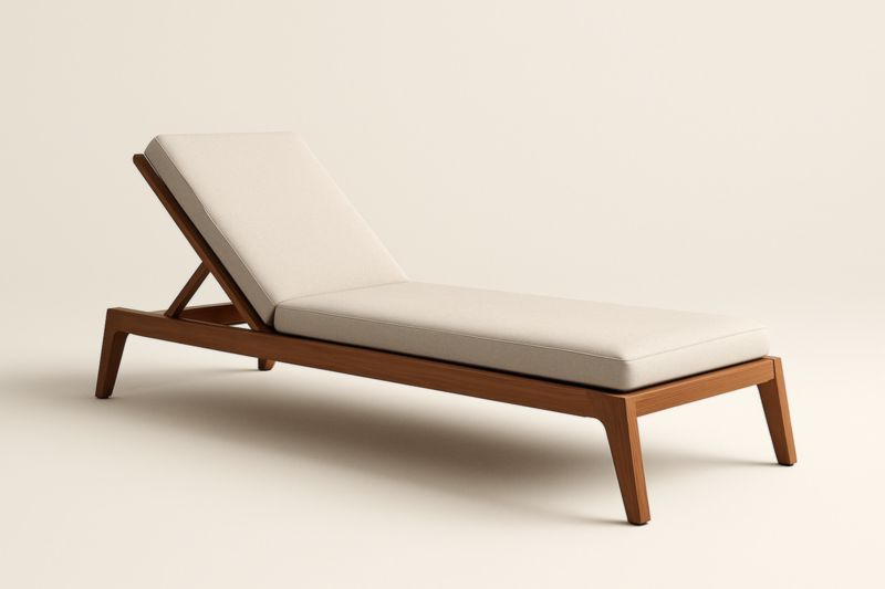 Chaise longue extérieure en bois massif réglable Marron/Beige