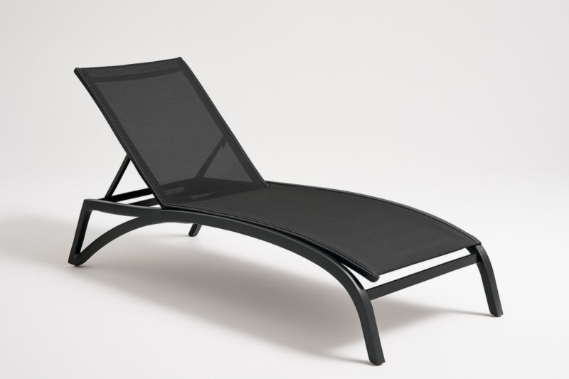 Chaise Longue Extérieure Aluminium Textilène Noir