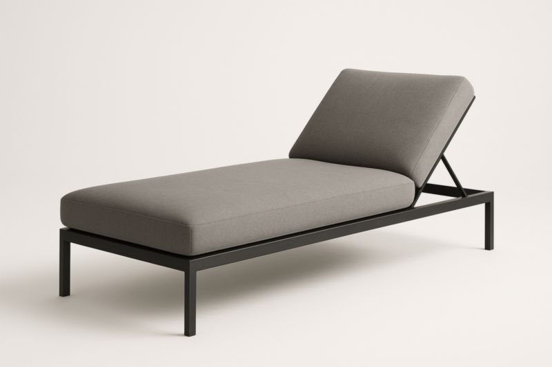 Pour jardin chaise longue en acier avec coussins en tissu polyester gris 200x80x35 cm(L×l×H)