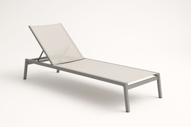 Transat bain de soleil textilène et aluminium réglable Gris 200x65x35 cm(L×l×H)