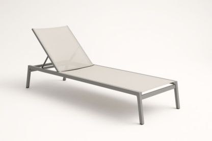 Transat bain de soleil textilène et aluminium réglable Gris 200x65x35 cm(L×l×H)