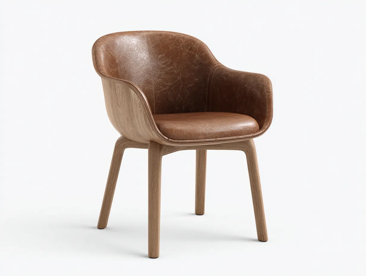 Chaise de salle à manger - Revêtement synthétique-Bois - 56x58x80 cm - Marron clair - Style contemporain-Sofagethome