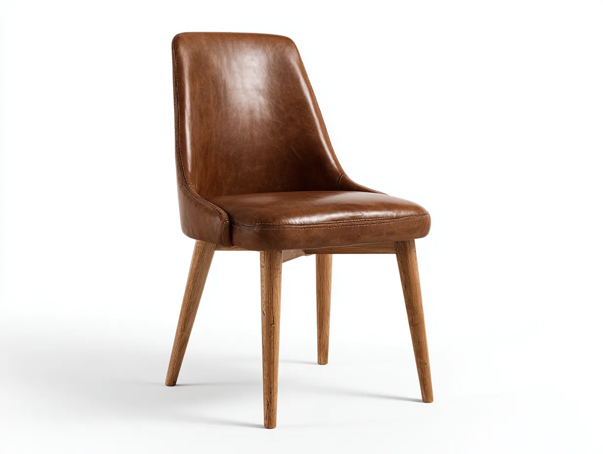 Chaise de salle à manger - Revêtement synthétique-Bois - 52x58x84 cm - Marron - Style moderne élégant-Sofagethome