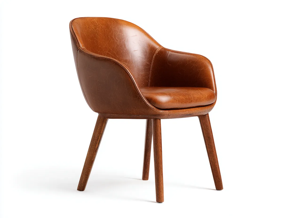 Chaise de salle à manger - Revêtement synthétique-Bois - 56x60x85 cm - Marron - Style moderne enveloppant-Sofagethome