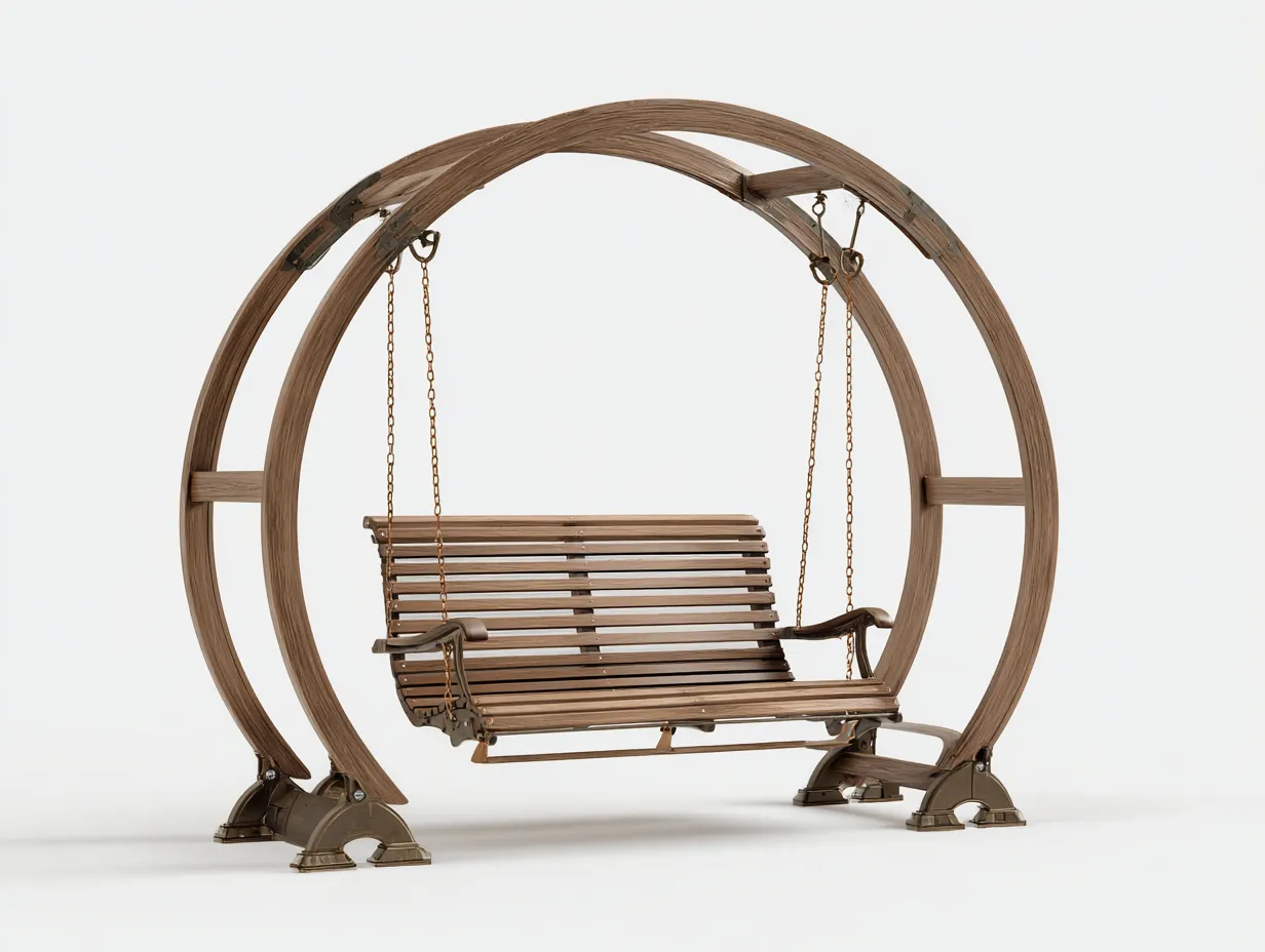 Balancelle de jardin - Bois-Métal - 210x125x200 cm - Marron - Style naturel contemporain-Sofagethome