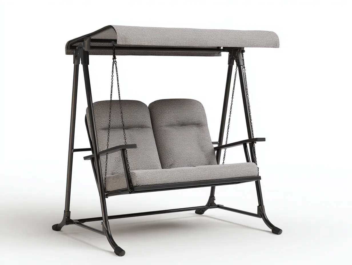 Balancelle de jardin - Métal-Tissu - 150x110x155 cm - Gris-Noir - Style contemporain extérieur-Sofagethome