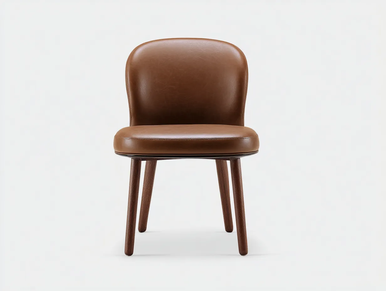 Chaise de salle à manger - Revêtement synthétique-Bois - 52x55x80 cm - Marron - Style contemporain-Sofagethome