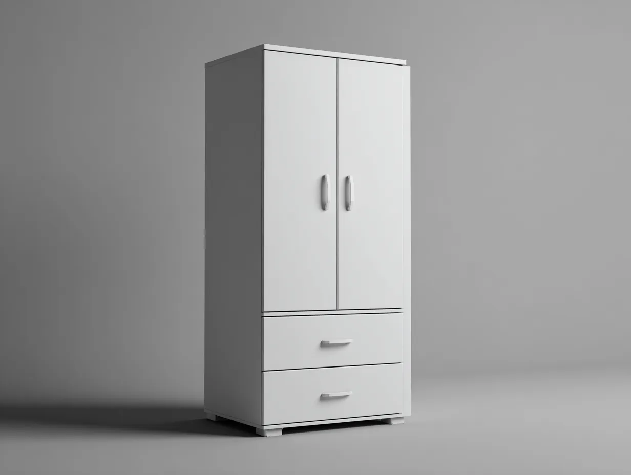 Armoire - panneaux bois - 92x56x188 cm - blanc - style moderne-Craftgonest