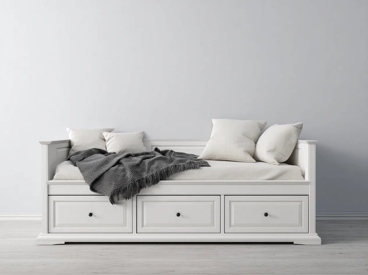 Canapé lit-bois-200x90x72 cm-Blanc-style classique fonctionnel-Craftgonest