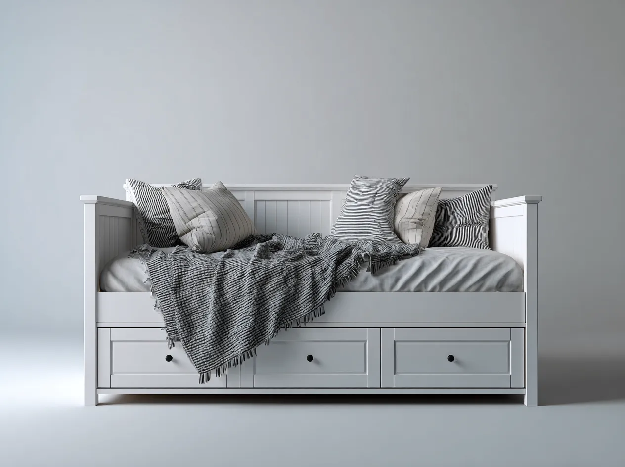 Canapé lit-bois-198x90x71 cm-Blanc-style classique contemporain-Craftgonest