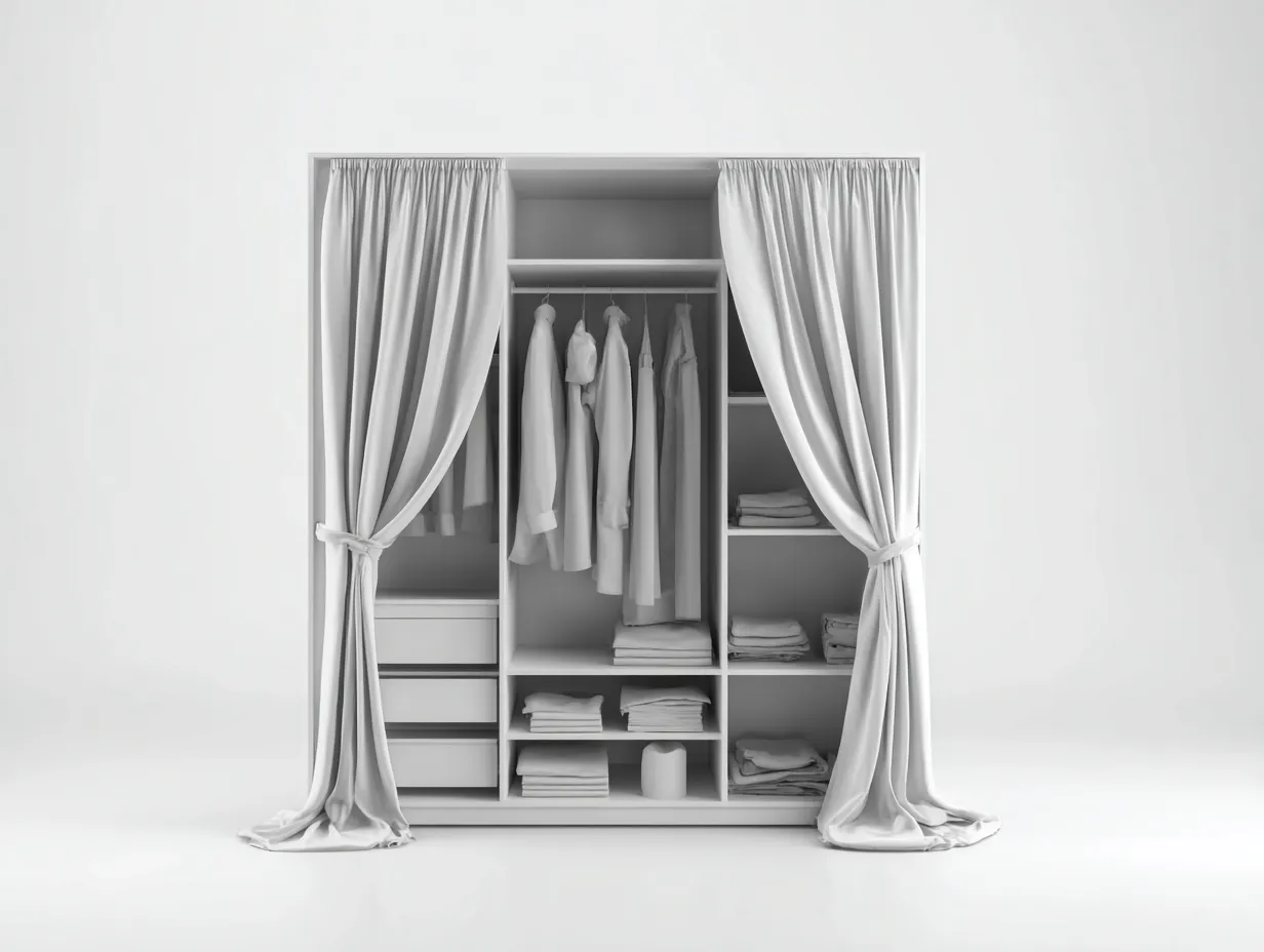 Armoire - panneaux bois-textile - 160x58x200 cm - blanc - style moderne-Craftgonest