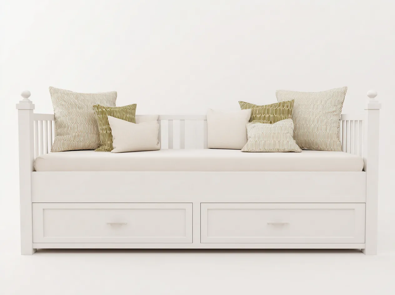 Canapé lit-bois-195x90x70 cm-Blanc-style classique élégant-Craftgonest