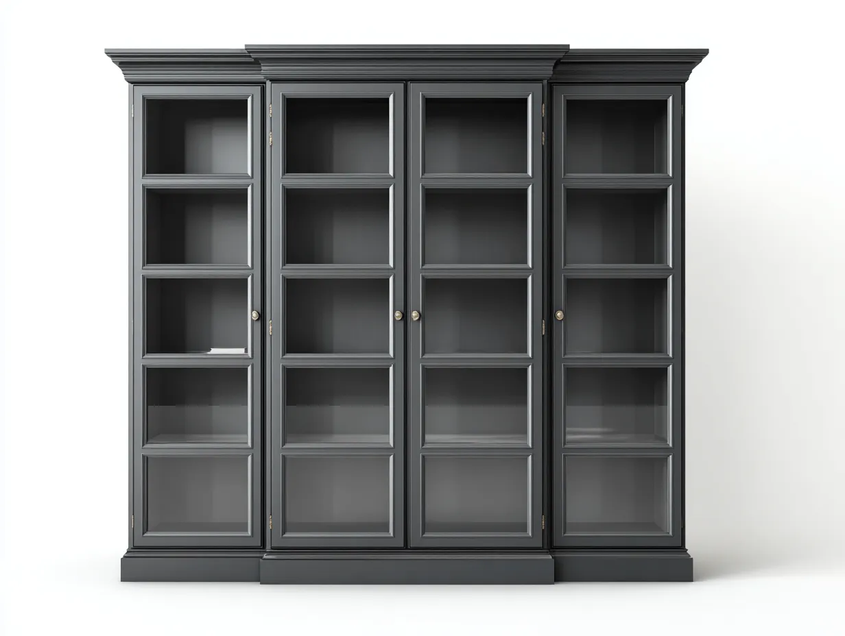 Vitrine - bois-verre - 238x46x218 cm - gris foncé - style classique-Craftgonest