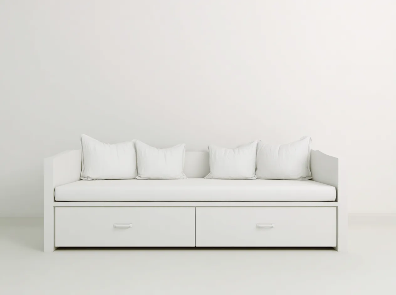 Canapé lit-bois-200x90x68 cm-Blanc-style minimaliste fonctionnel-Craftgonest