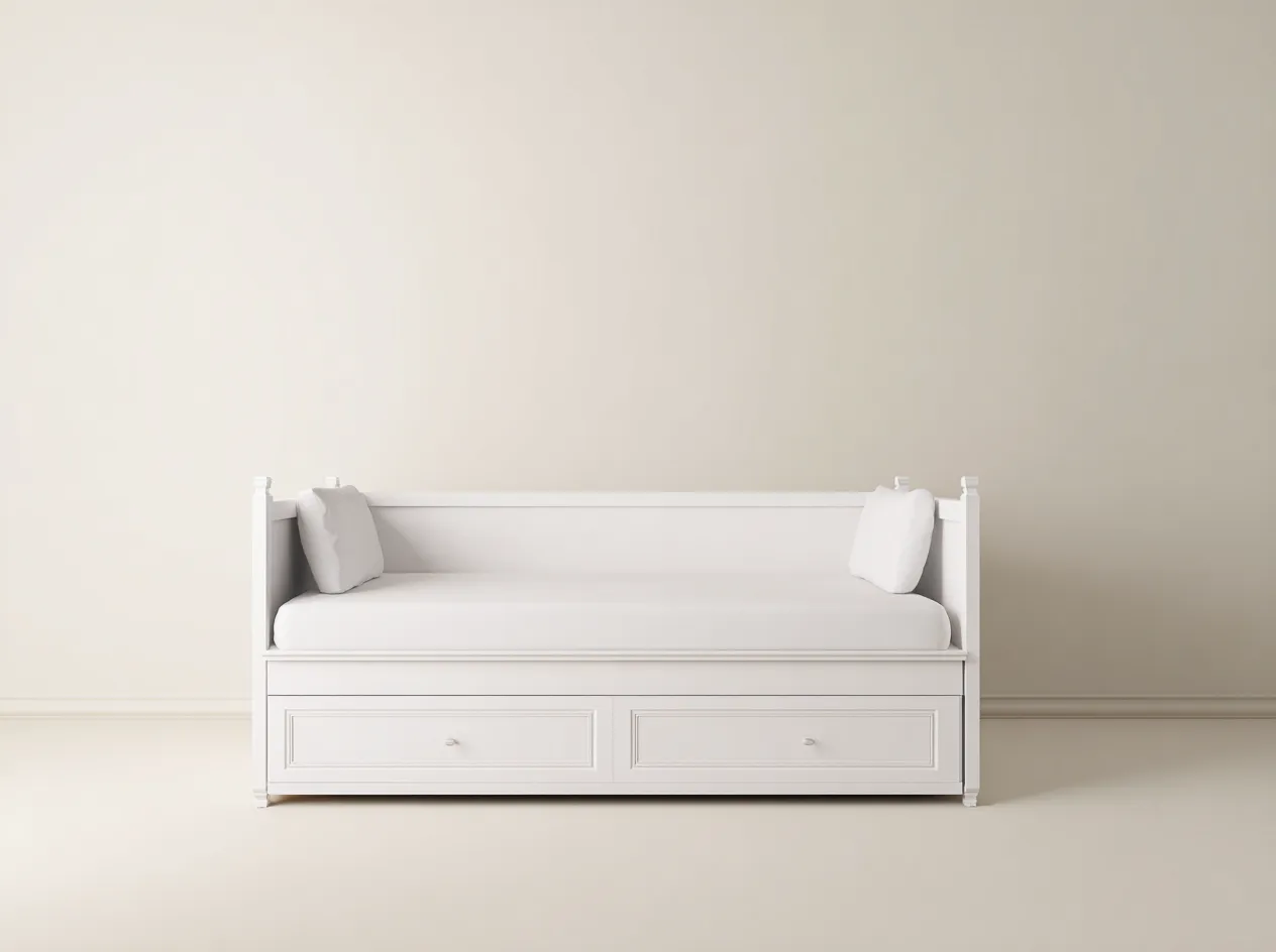 Canapé lit-bois-196x90x69 cm-Blanc-style classique épuré-Craftgonest