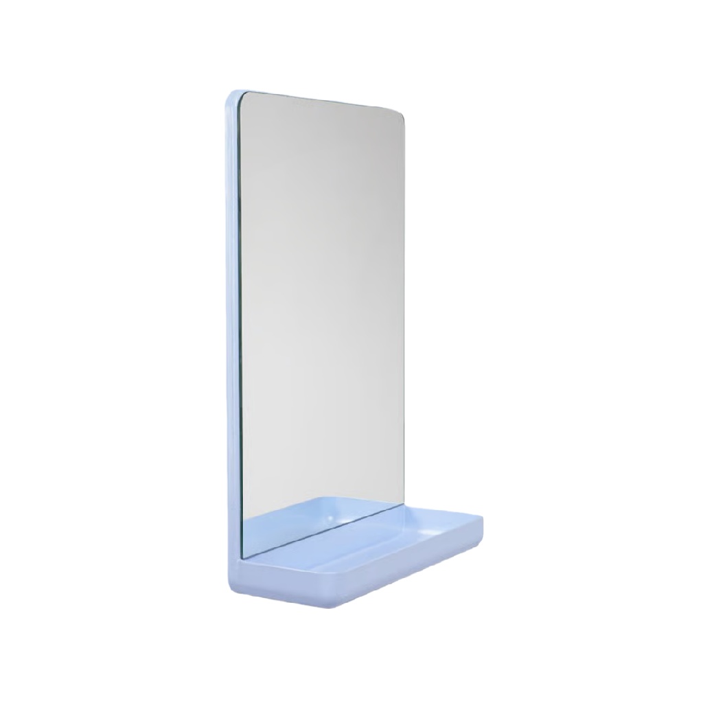 Espejo rectangular de sobremesa con base de plástico azul claro-sanderssmith.shop