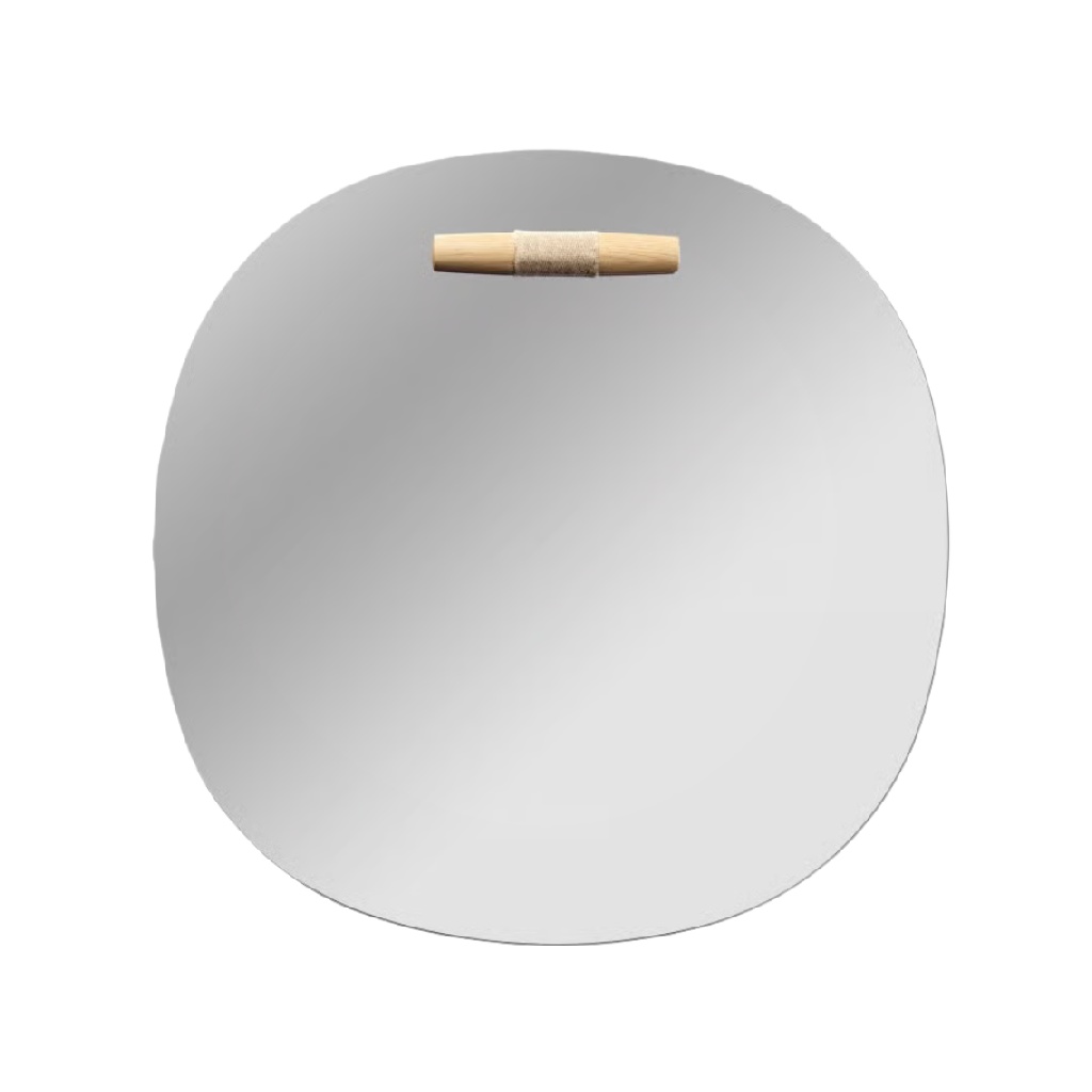 Espejo redondo colgante de pared con barra de madera (20 in)-sanderssmith.shop