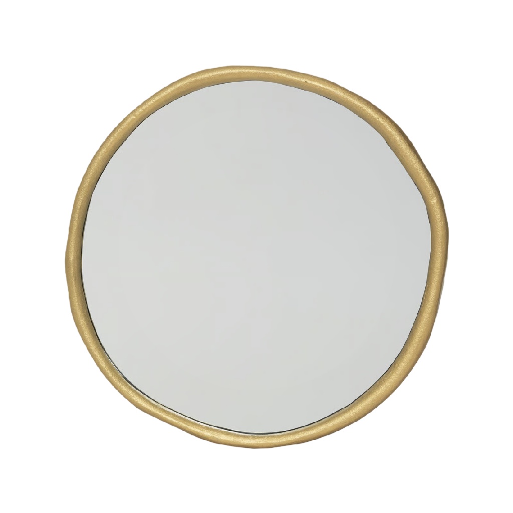 Espejo redondo de pared con marco metálico dorado (16 in)-sanderssmith.shop