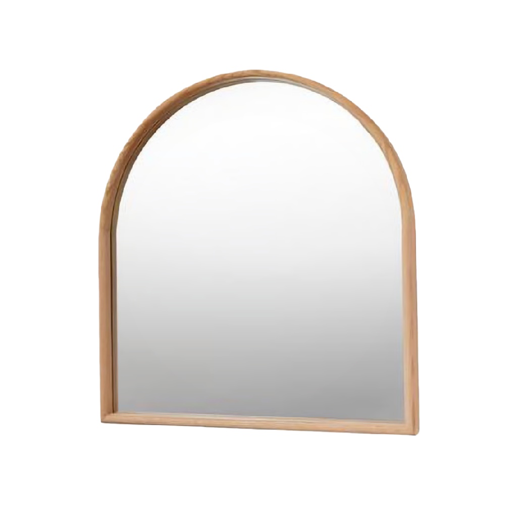 Espejo de pared arqueado con marco de madera natural (24 × 20 in)-sanderssmith.shop