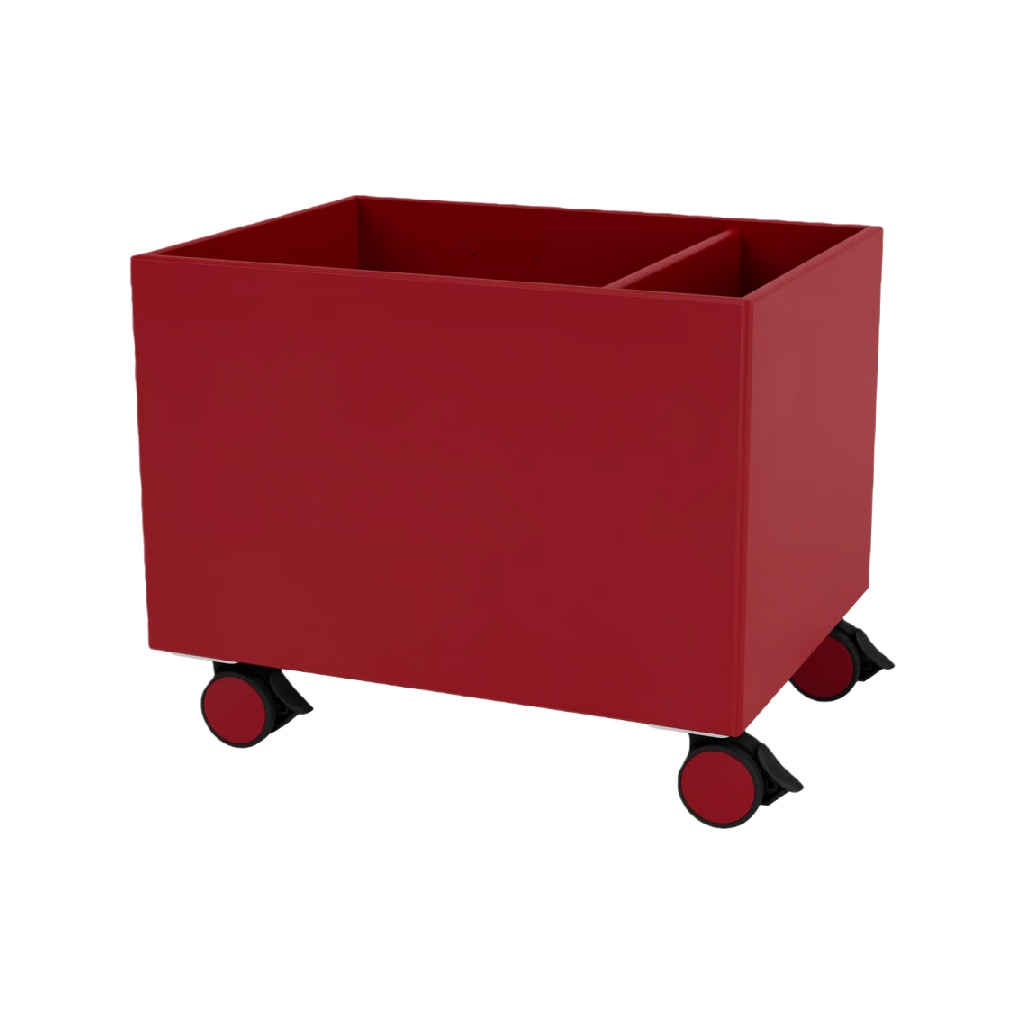 Caja organizadora rectangular con ruedas y divisor interior, color rojo-sanderssmith.shop